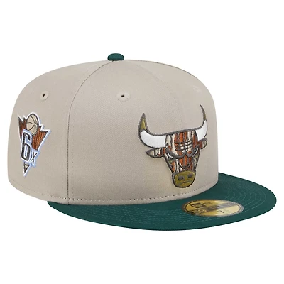 New Era Hunter Green Chicago Bulls Lifestyle Tree Bark 59FIFTY Fitted Hat