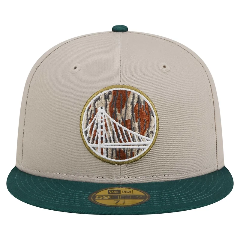 New Era Hunter Green Golden State Warriors Lifestyle Tree Bark 59FIFTY Fitted Hat
