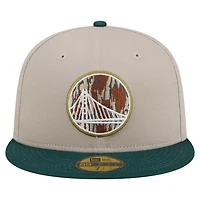 New Era Hunter Green Golden State Warriors Lifestyle Tree Bark 59FIFTY Fitted Hat
