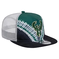 New Era Hunter Green Milwaukee Bucks Throwback Dye Golfer Snapback Hat