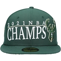 New Era Hunter Milwaukee Bucks 2021 NBA Champs Retro Pop Undervisor 59FIFTY Fitted Hat