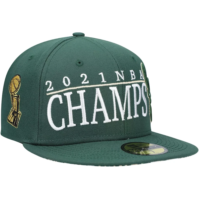 New Era Hunter Milwaukee Bucks 2021 NBA Champs Retro Pop Undervisor 59FIFTY Fitted Hat