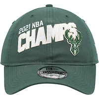 New Era Hunter Milwaukee Bucks 2021 NBA Finals Champions Block On The Court 9TWENTY Adjustable Hat