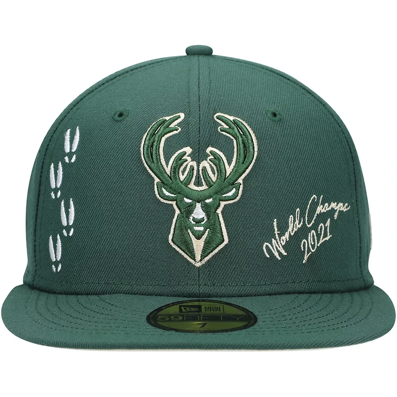 New Era Hunter Milwaukee Bucks 2021 NBA Finals Champions Icon 59FIFTY Fitted Hat