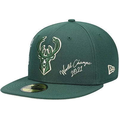 New Era Hunter Milwaukee Bucks 2021 NBA Finals Champions Icon 59FIFTY Fitted Hat