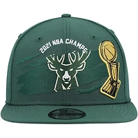 New Era Hunter Milwaukee Bucks 2021 NBA Finals Champions Tear On The Court 9FIFTY Snapback Hat