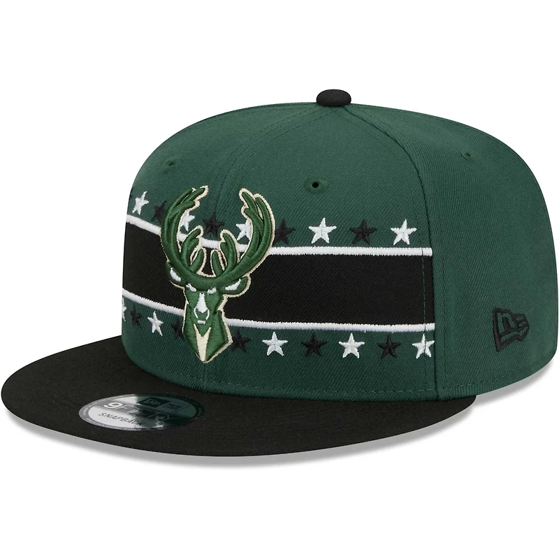 New Era Hunter Milwaukee Bucks Banded Stars 9FIFTY Snapback Hat
