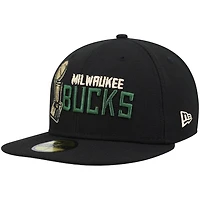 New Era Hunter Milwaukee Bucks Champs Trophy 59FIFTY Fitted Hat