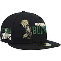 New Era Hunter Milwaukee Bucks Champs Trophy 59FIFTY Fitted Hat
