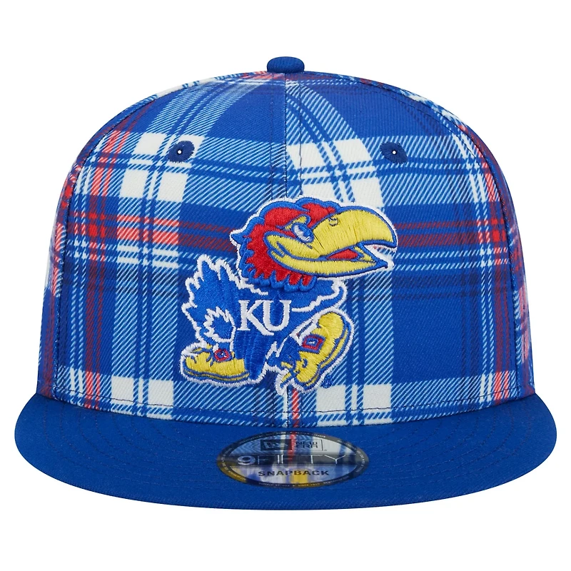 New Era Kansas Jayhawks Plaid 9FIFTY Snapback Hat