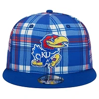 New Era Kansas Jayhawks Plaid 9FIFTY Snapback Hat