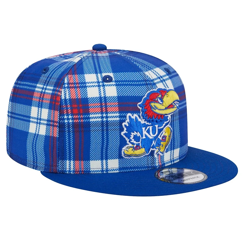 New Era Kansas Jayhawks Plaid 9FIFTY Snapback Hat