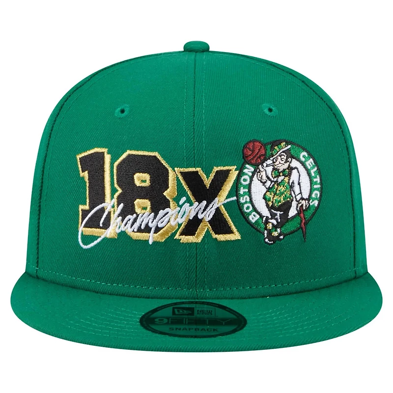 New Era Kelly Boston Celtics Big 18x Champs 9FIFTY Snapback Hat