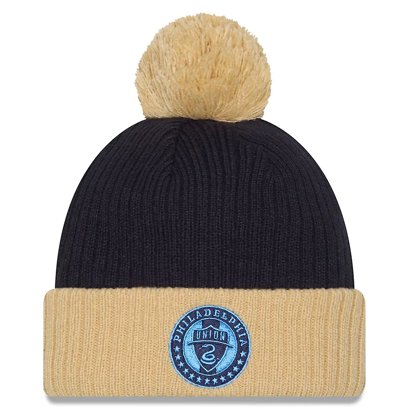 New Era Khaki Philadelphia Union 2025 Jersey Hook Cuffed Knit Hat with Pom