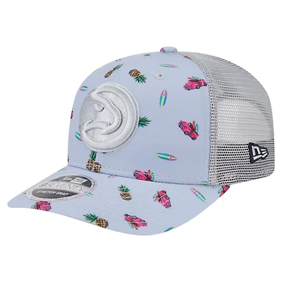 New Era Light Gray Atlanta Hawks Adventure Aloha Pattern 9SEVENTY Stretch-Snap Hat