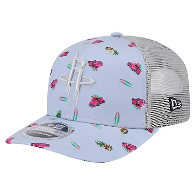 New Era Light Gray Houston Rockets Adventure Aloha Pattern 9SEVENTY Stretch-Snap Hat