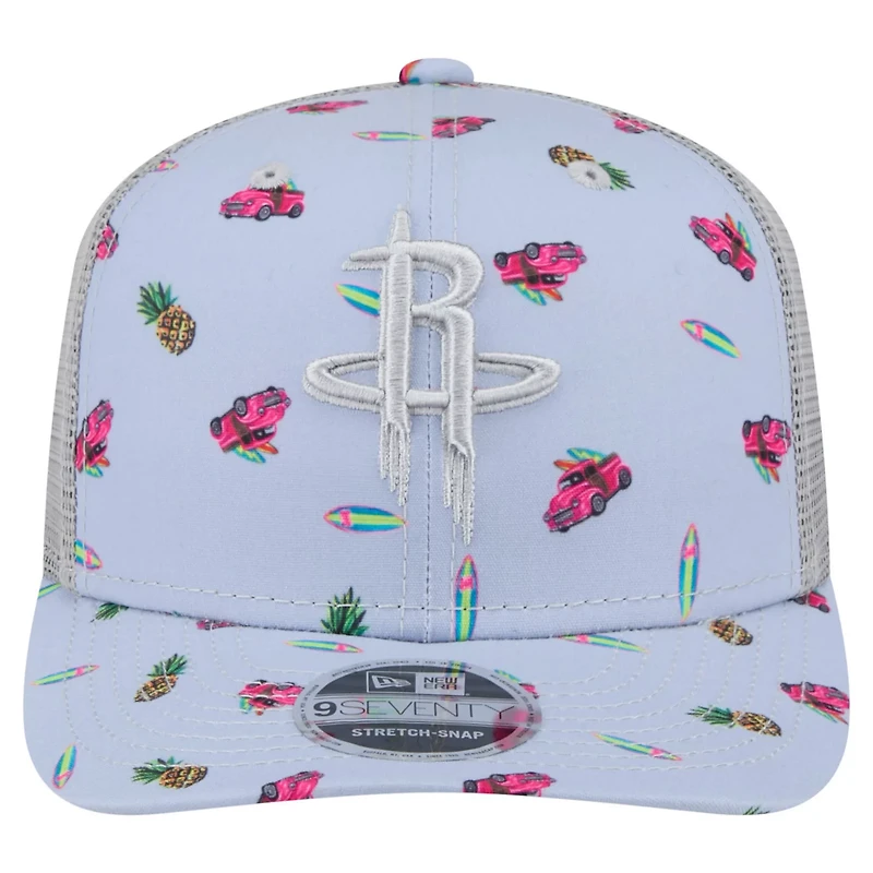 New Era Light Gray Houston Rockets Adventure Aloha Pattern 9SEVENTY Stretch-Snap Hat