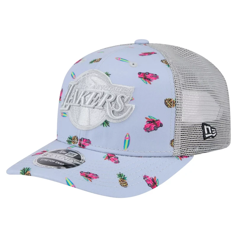 New Era Light Gray Los Angeles Lakers Adventure Aloha Pattern 9SEVENTY Stretch-Snap Hat