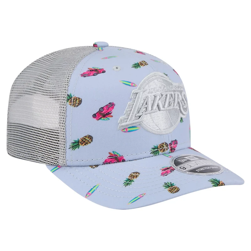 New Era Light Gray Los Angeles Lakers Adventure Aloha Pattern 9SEVENTY Stretch-Snap Hat