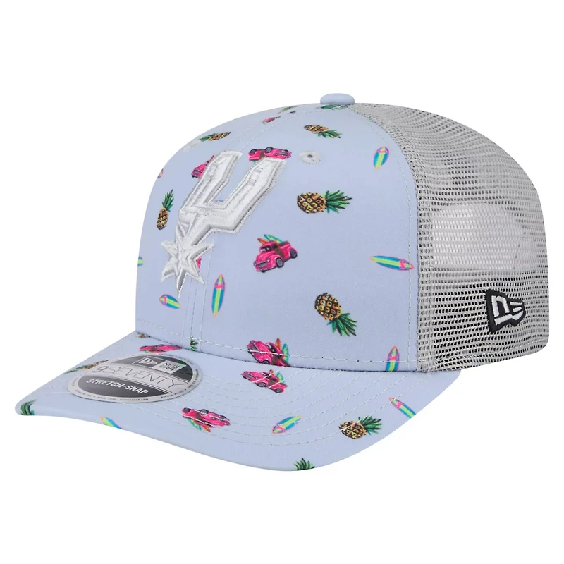 New Era Light Gray San Antonio Spurs Adventure Aloha Pattern 9SEVENTY Stretch-Snap Hat