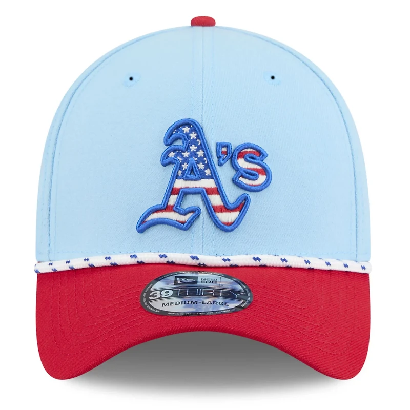 New Era Light Red Athletics 2025 Fourth of July 39THIRTY Flex Hat