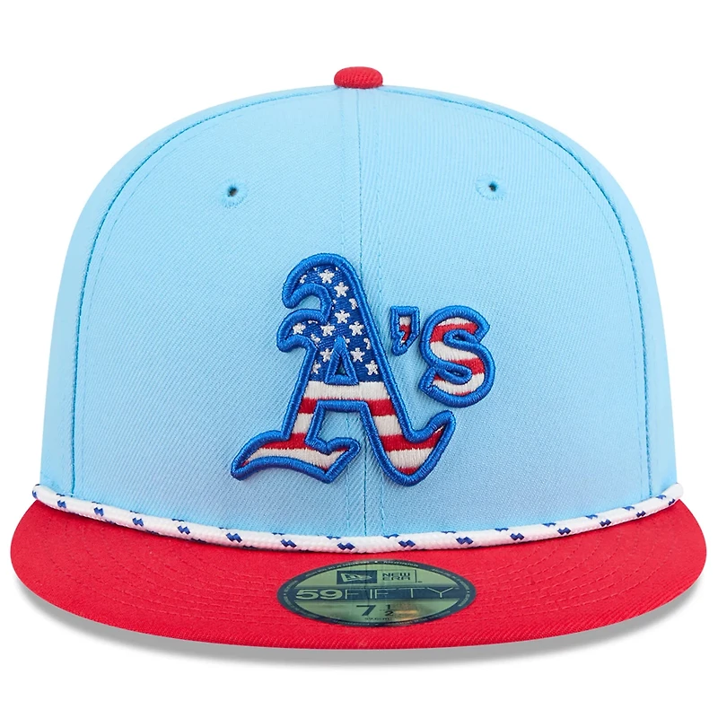 New Era Light Red Athletics 2025 Fourth of July 59FIFTY Fitted Hat