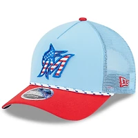New Era Light Red Miami Marlins 2025 Fourth of July 9FORTY A-Frame M-Crown Adjustable Hat