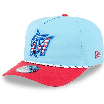 New Era Light Red Miami Marlins 2025 Fourth of July Golfer Snapback Hat