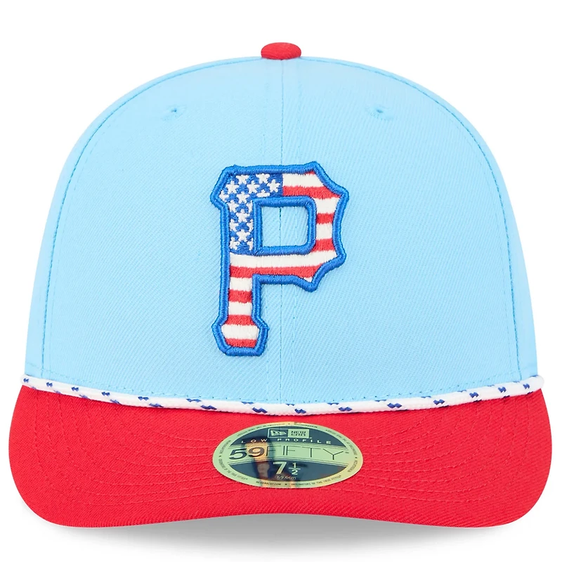 New Era Light Red Pittsburgh Pirates 2025 Fourth of July Low Profile 59FIFTY Fitted Hat