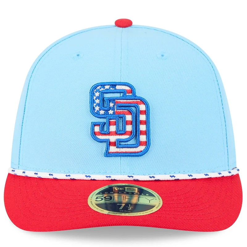 New Era Light Red San Diego Padres 2025 Fourth of July Low Profile 59FIFTY Fitted Hat