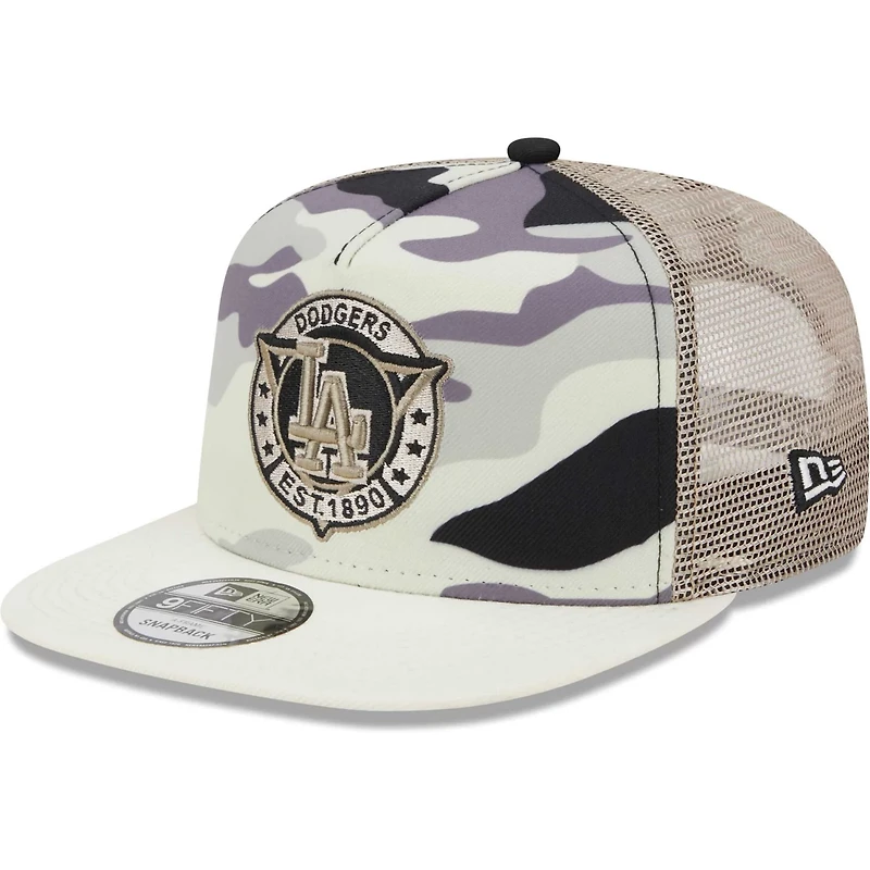 New Era Los Angeles Dodgers Chrome Camo A-Frame 9FIFTY Trucker Snapback Hat