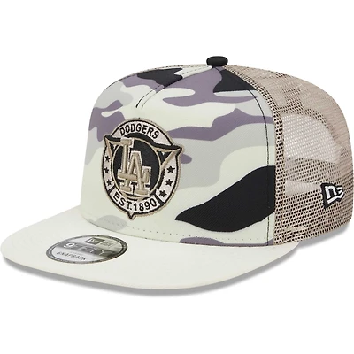 New Era Los Angeles Dodgers Chrome Camo A-Frame 9FIFTY Trucker Snapback Hat