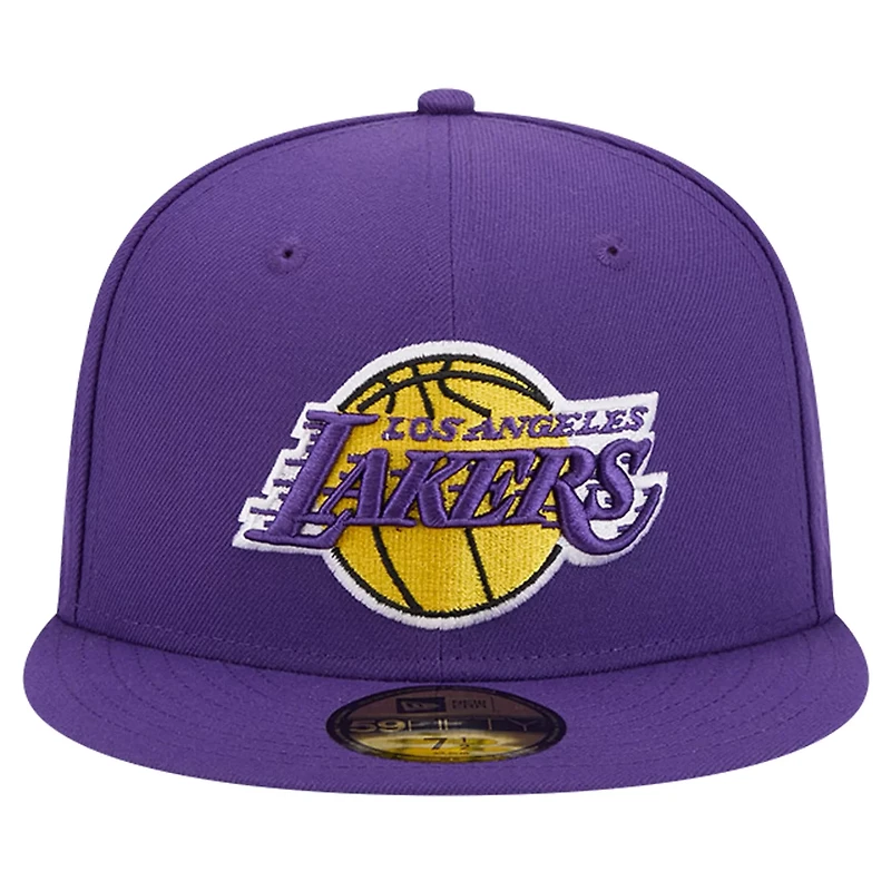 New Era Los Angeles Lakers Court Sport Leather Applique 59FIFTY Fitted Hat