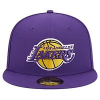 New Era Los Angeles Lakers Court Sport Leather Applique 59FIFTY Fitted Hat