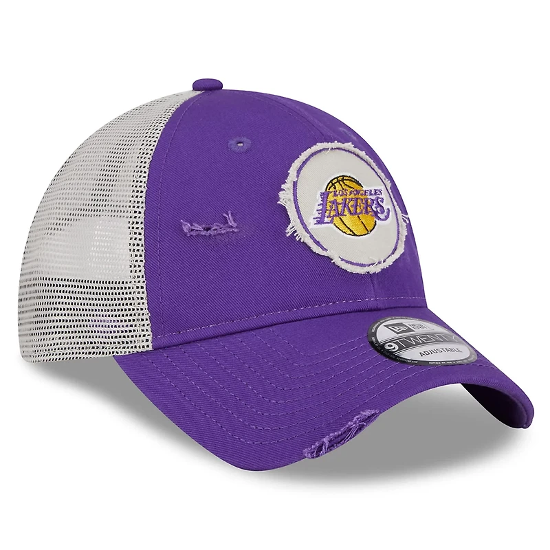 New Era Los Angeles Lakers Rally Drive Distressed Patch 9TWENTY Trucker Adjustable Hat