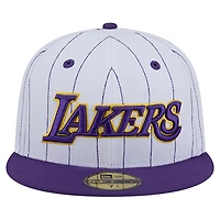 New Era Los Angeles Lakers Wordmark Pinstripe 59FIFTY Fitted Hat