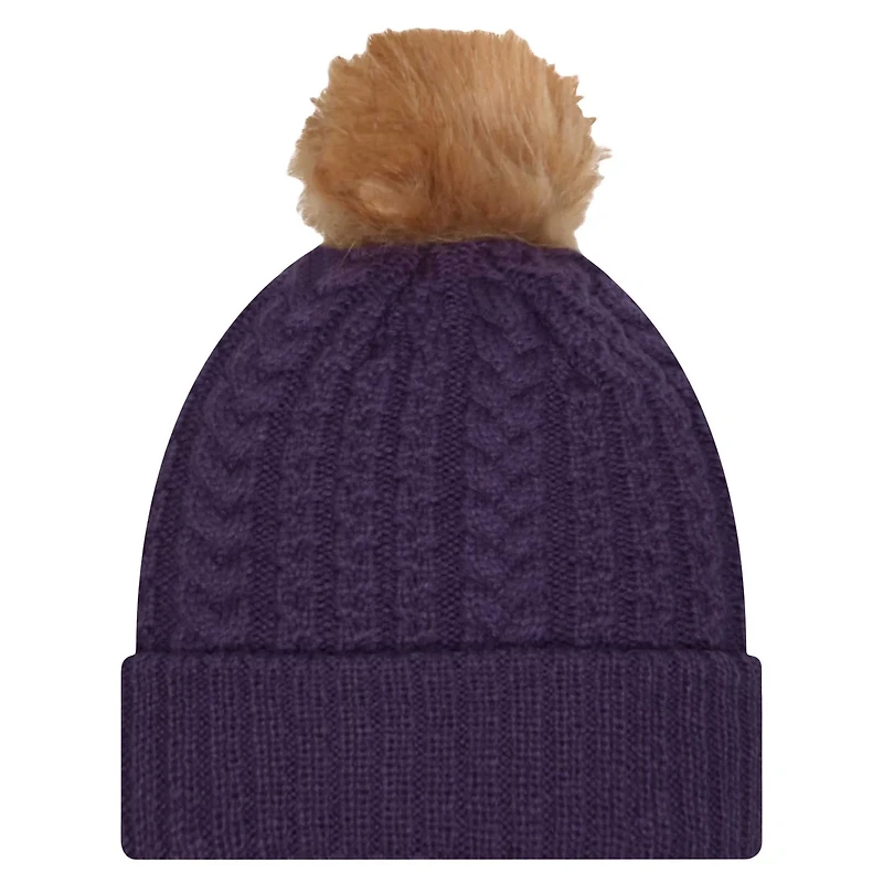 New Era LSU Tigers Luxury Cuffed Knit Hat with Pom