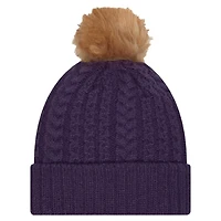 New Era LSU Tigers Luxury Cuffed Knit Hat with Pom