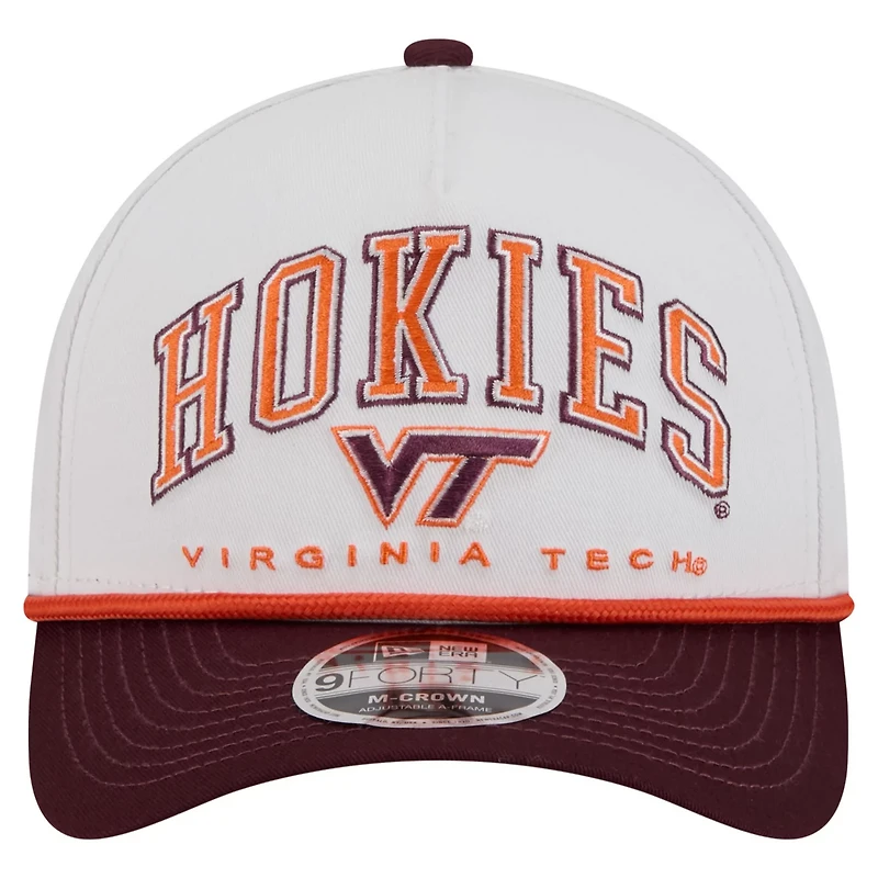 New Era Maroon Virginia Tech Hokies Arch Two-Tone Rope 9FORTY A-Frame M-Crown Adjustable Hat