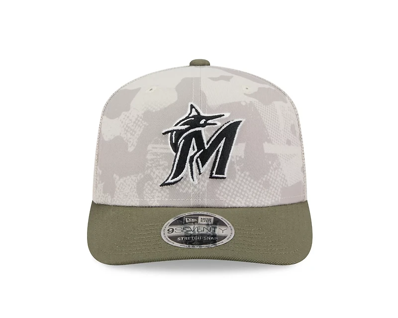 New Era Men's Miami Marlins  2025 Armed Forces Day Stretch Snap 9SEVENTY