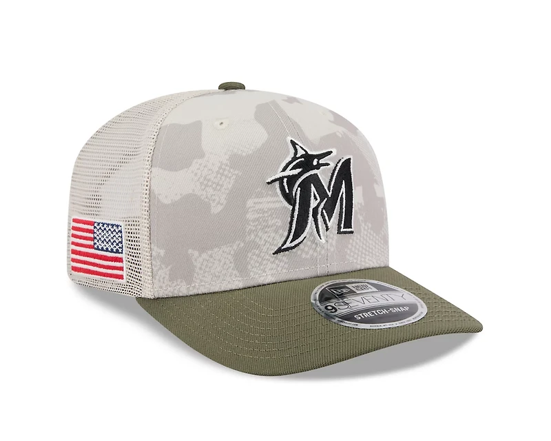 New Era Men's Miami Marlins  2025 Armed Forces Day Stretch Snap 9SEVENTY