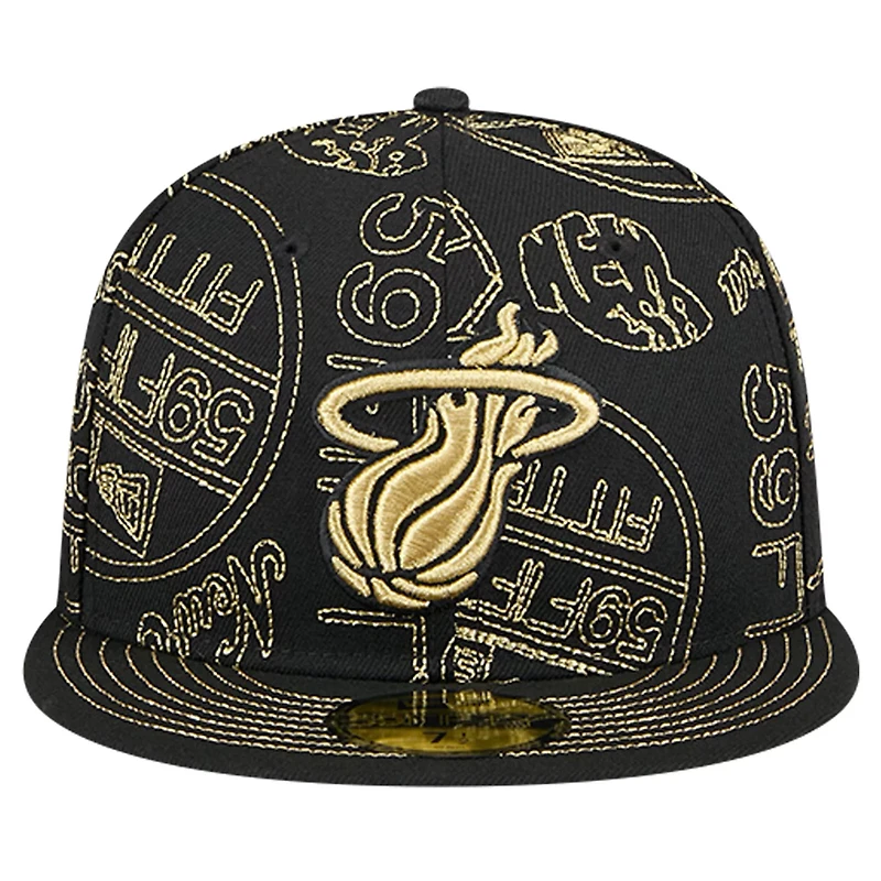 New Era Miami Heat 59FIFTY Day Allover Print Stencil Fitted Hat