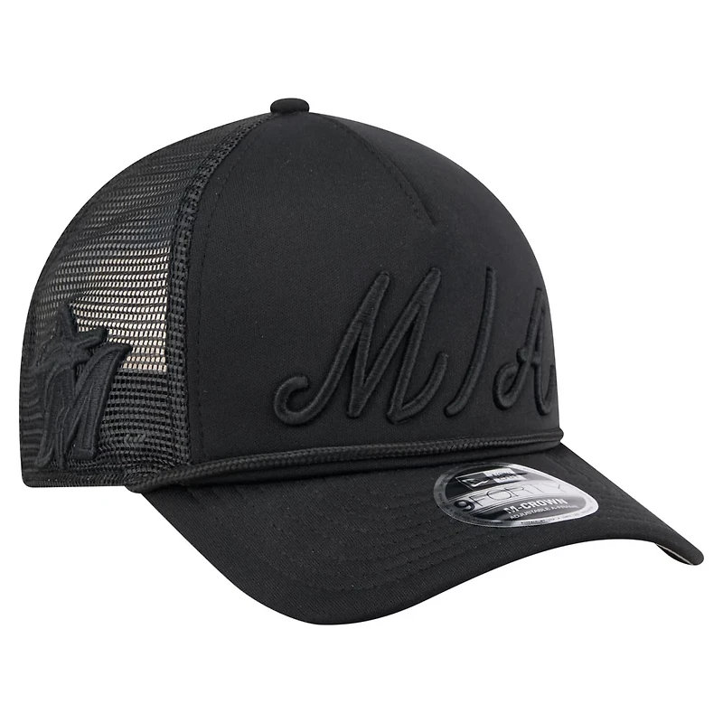 New Era Miami Marlins City Initial 9FORTY A-Frame M-Crown Adjustable Trucker Hat