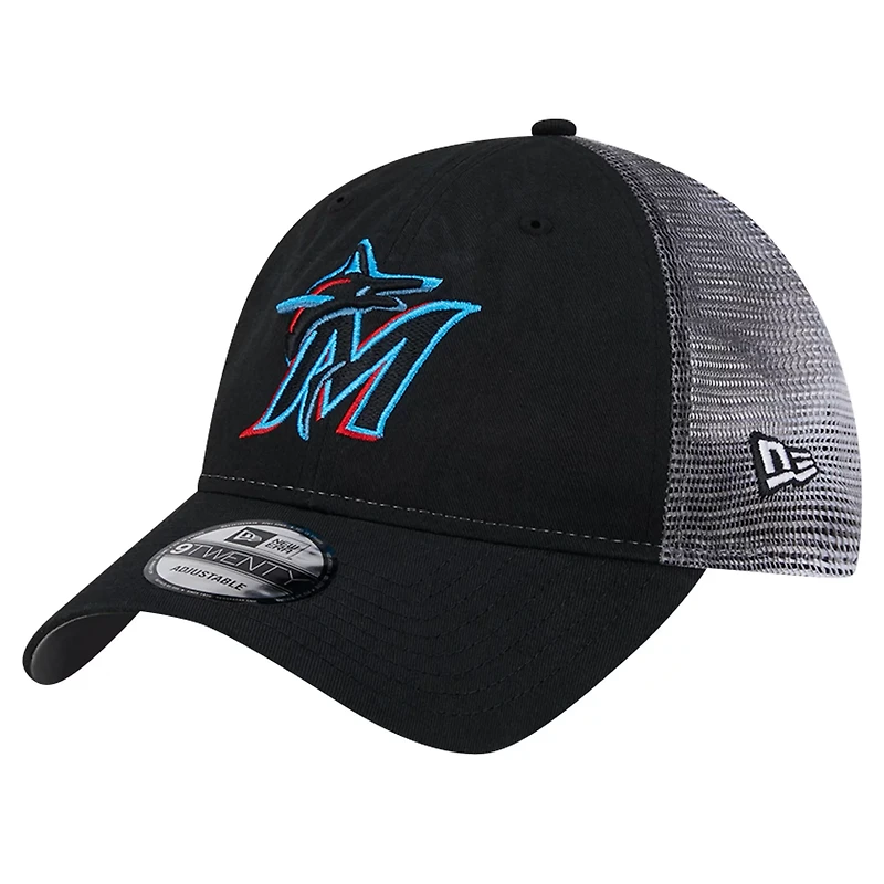 New Era Miami Marlins Team Slick Trucker 9TWENTY Adjustable Hat