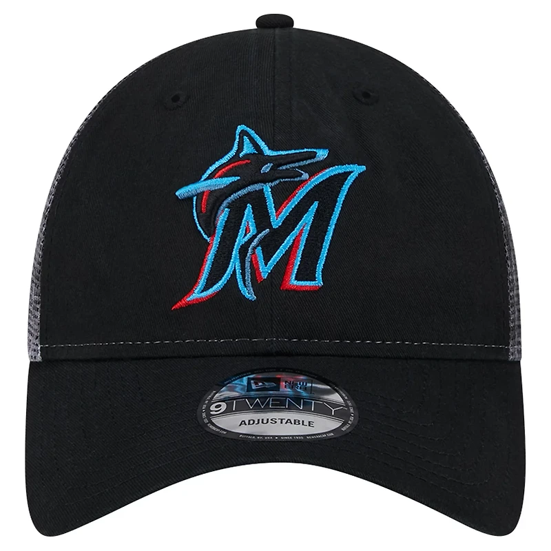 New Era Miami Marlins Team Slick Trucker 9TWENTY Adjustable Hat