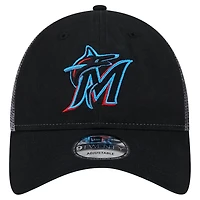 New Era Miami Marlins Team Slick Trucker 9TWENTY Adjustable Hat