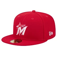 New Era Miami Marlins White Logo 59FIFTY Fitted Hat