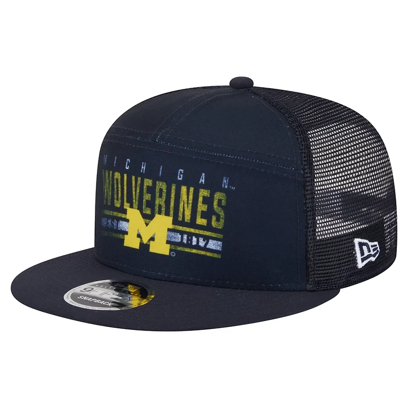 New Era Michigan Wolverines Split Panel 9FIFTY Snapback Trucker Hat