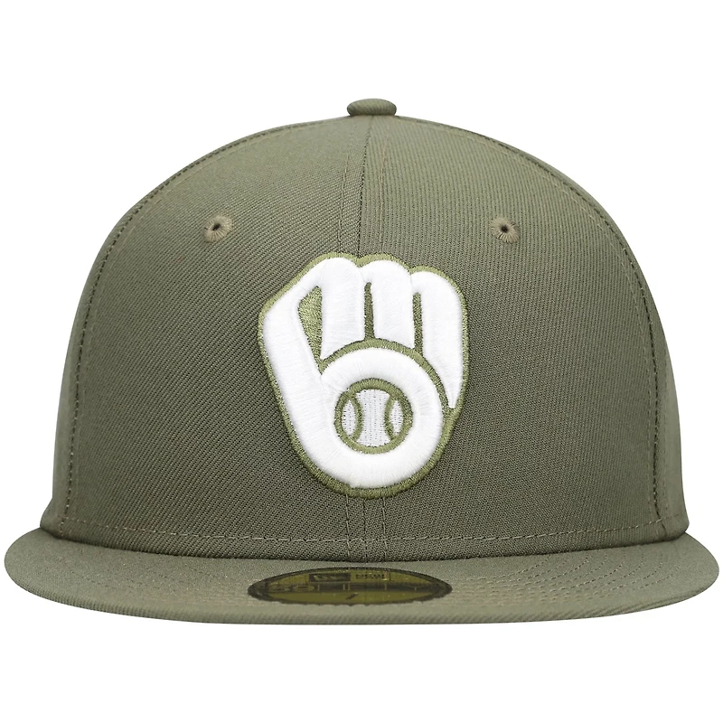 New Era Milwaukee Brewers White Logo 59FIFTY Fitted Hat