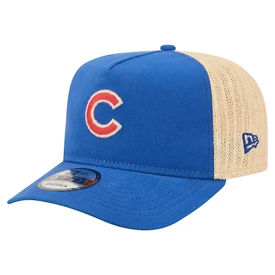New Era Natural Chicago Cubs Grained 9FIFTY A-Frame Trucker Adjustable Hat